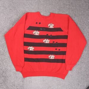 Vintage Womens Cute Cows Karen C. XL Red Long Sleeve Pullover Sweatshirt